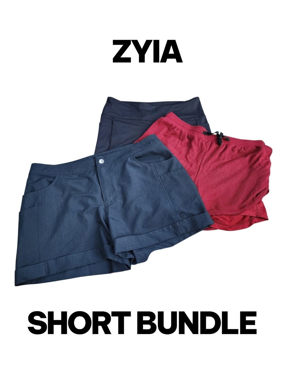 ZYIA 3 Short Bundle Size Large - Black & Cranberry Shorts